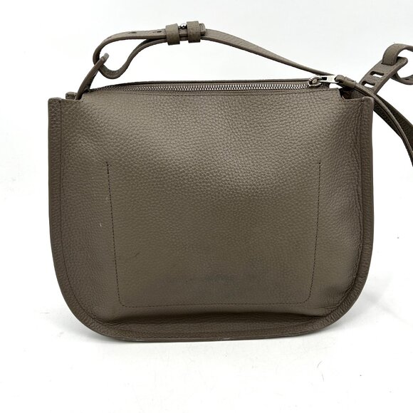 ALLSAINTS Gray Taupe Pebbled Leather Boho Western Crossbody Shoulder Bag Purse - Picture 7 of 16